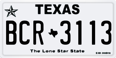 TX license plate BCR3113