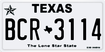 TX license plate BCR3114