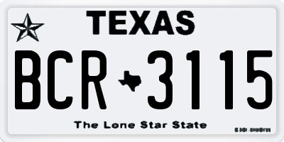 TX license plate BCR3115