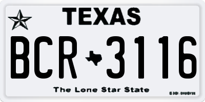 TX license plate BCR3116