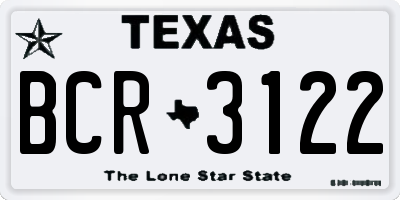 TX license plate BCR3122