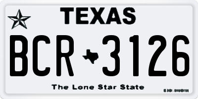 TX license plate BCR3126