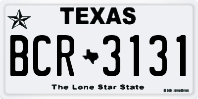TX license plate BCR3131