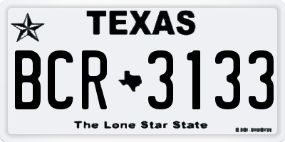 TX license plate BCR3133