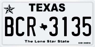 TX license plate BCR3135