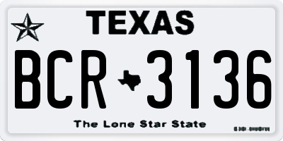 TX license plate BCR3136