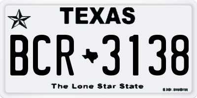 TX license plate BCR3138
