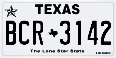 TX license plate BCR3142