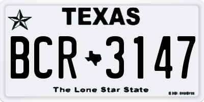 TX license plate BCR3147