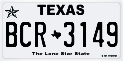 TX license plate BCR3149