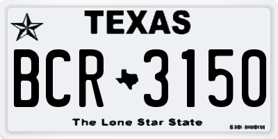 TX license plate BCR3150