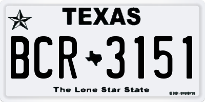 TX license plate BCR3151
