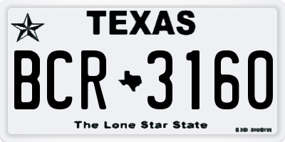 TX license plate BCR3160