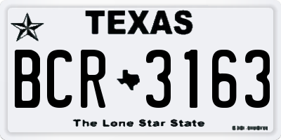 TX license plate BCR3163