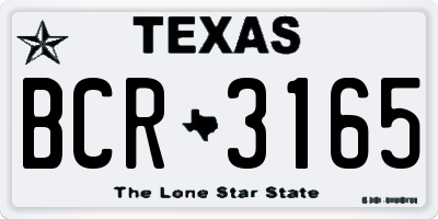 TX license plate BCR3165