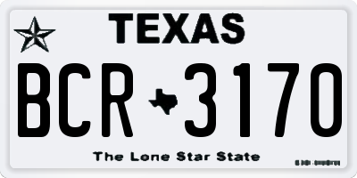 TX license plate BCR3170