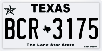 TX license plate BCR3175