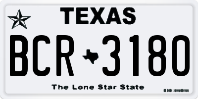 TX license plate BCR3180