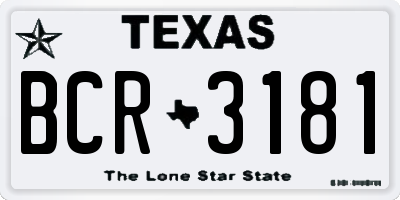 TX license plate BCR3181
