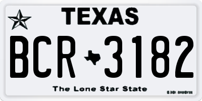 TX license plate BCR3182