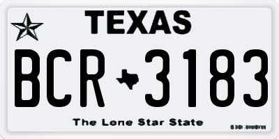 TX license plate BCR3183