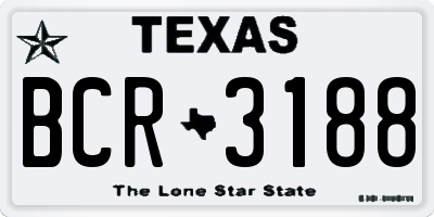 TX license plate BCR3188