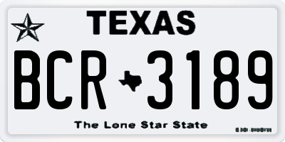 TX license plate BCR3189