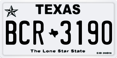 TX license plate BCR3190