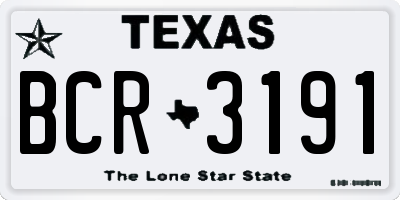TX license plate BCR3191