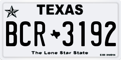 TX license plate BCR3192