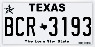 TX license plate BCR3193