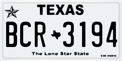 TX license plate BCR3194