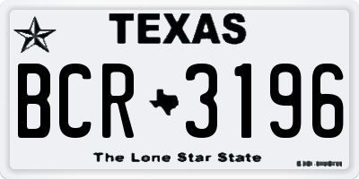 TX license plate BCR3196