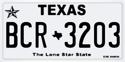 TX license plate BCR3203