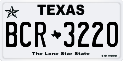 TX license plate BCR3220