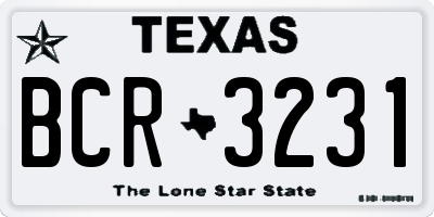 TX license plate BCR3231