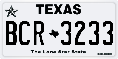 TX license plate BCR3233