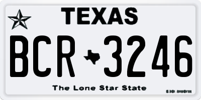 TX license plate BCR3246