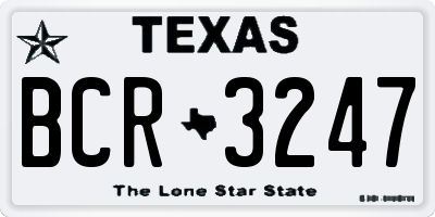 TX license plate BCR3247