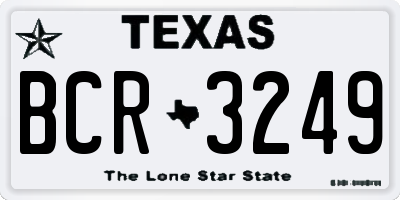 TX license plate BCR3249