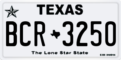 TX license plate BCR3250