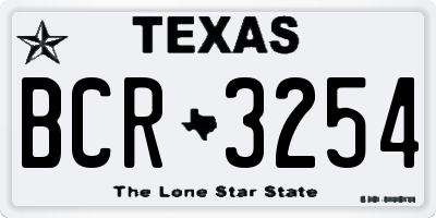 TX license plate BCR3254