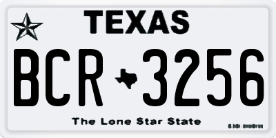TX license plate BCR3256