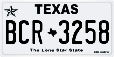 TX license plate BCR3258