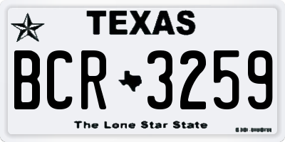 TX license plate BCR3259