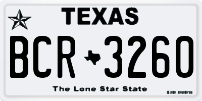 TX license plate BCR3260