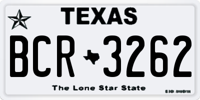 TX license plate BCR3262