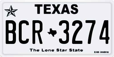 TX license plate BCR3274