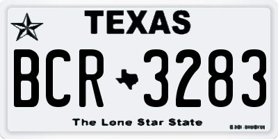 TX license plate BCR3283