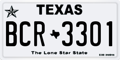 TX license plate BCR3301